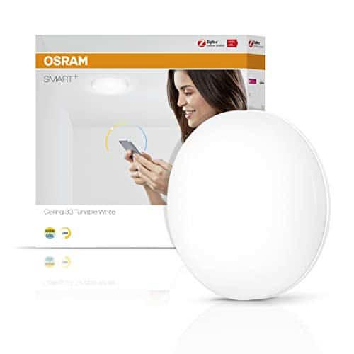 OSRAM Smart+ LED Wand- und Deckenleuchte, ZigBee Leuchte, warmweiß bis tageslicht, dimmbar, 33cm Durchmesser, Direkt kompatibel mit Echo Plus und Echo Show (2. Gen.), Kompatibel mit Philips Hue Bridge