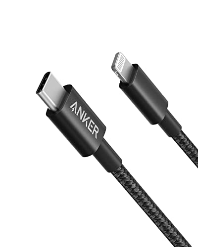 ANKER 331 USB-C auf Lightning Kabel, New Nylon USB-C auf Lightning Ladekabel (180cm), Geeignet für iPhone 13 13 Pro 12 Pro Max 12 11 X XS XR 8 Plus, AirPods Pro, Unterstützt Power Delivery (Schwarz)