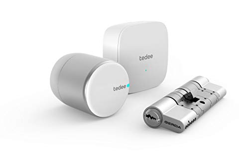 tedee-Set | Bridge und Zylinder | Türschloss | Motorschloss | WLAN-Bridge | Euro-Profilzylinder von GERDA | Smart-Home-Lösung für iOS und Android | Bluetooth | Auto-Unlock | Aktivitätenprotokoll