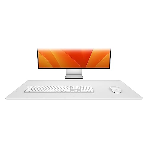 Twelve South DeskPad | Nachhaltige Leder-Verlängerungsmatte für die Maus, spritzwasserfest, rutschfeste Mausoberfläche, optimale Größe für den Displaygebrauch, Grau