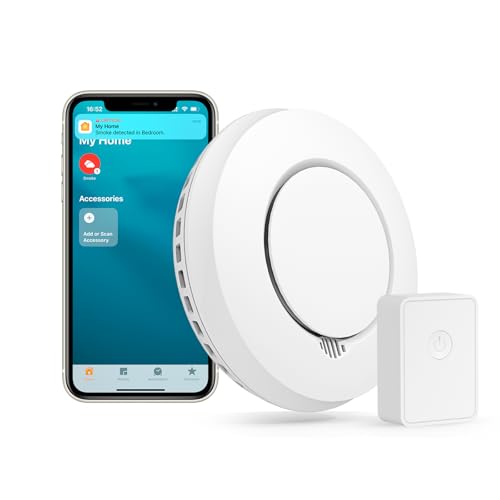 Meross WLAN Rauchmelder / Feuermelder mit Hub funktioniert mit Apple HomeKit Schlafzimmertauglich Brandmelder mit Stummschaltung und Selbsttest Funktion Geprüft nach DIN EN 14604,Start Kit mit Hub