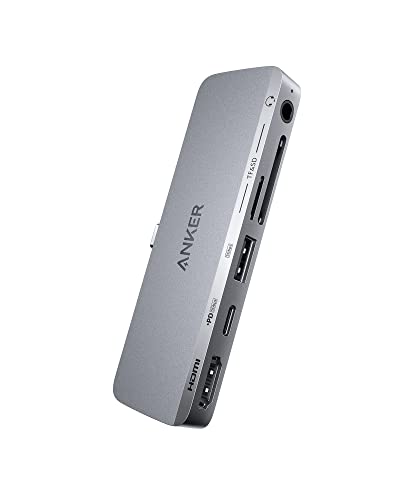 Anker USB C Hub für iPad, 541 USB C Hub (6-in-1), mit 4K HDMI Eingang, Multifunktionsport USB-C, USB-A Datenport, SD & microSD Speicherkartensteckplatz, 3,5mm Audioanschluss (in Grau)