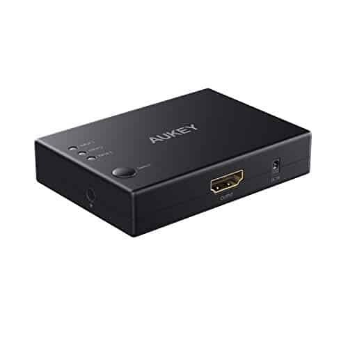 AUKEY HDMI Switch 4K mit Fernbedienung HDMI Switch 3 in 1 Out Unterstützt 4K-60Hz/UHD/HD/1080P 3D HDCP HDMI Splitter Kompatibel mit PS4/Xbox/Apple TV/Fire TV Stick/HDTV/Blu-Ray Player und Mehr