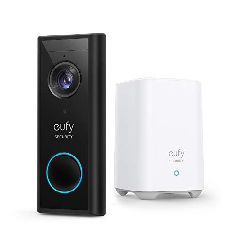 eufy Security kabellose Video-Türklingel S220 mit Akku, 2K HD, Türklingel mit Kamera, Gebührenfrei, smarte Personenerkennung, beidseitige Audiofunktion, erfordert HomeBase 2