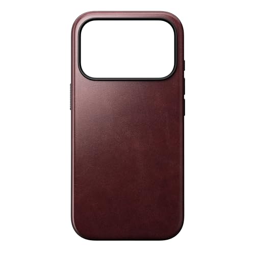 NOMAD Modern Leather Case | für iPhone 17 Pro | Schutzhülle aus Polycarbonat und hochwertigem Echtleder | MagSafe-kompatibel | Burgundy Horween