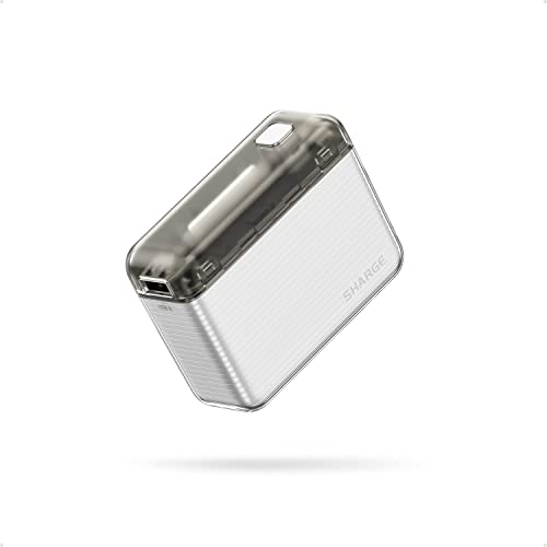 SHARGE Flow Powerbank von Shargeek, 10000mAh Kleinstes Mini Power Bank mit 20W USB-C Schnellladung, Dual Output Externer Akku Tragbare Handyakkus kompatibel mit iPhone, Samsung, iPad (Weiß)