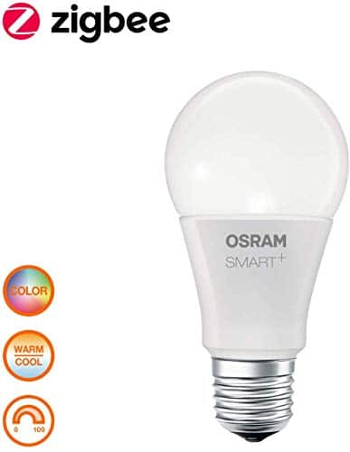 OSRAM Smart+ LED, ZigBee Lampe mit E27 Sockel, warmweiß bis tageslicht, Farbwechsel RGB, dimmbar, Direkt kompatibel mit Echo Plus und Echo Show (2. Gen.), Kompatibel mit Philips Hue Bridge