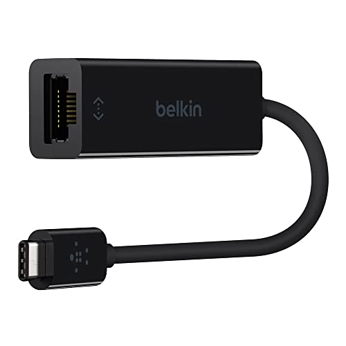 Belkin USB-C auf Gigabit Ethernet Adapter (15cm, USB-C Stecker, RJ45-Buchse, unterstützt 10/100/1000BASE-T) schwarz