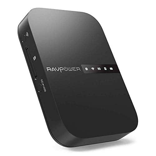 RAVPower Filehub, Reise WiFi Router AC750, Kabelloser SD-Kartenleser, Anschluss Tragbarer SSD-Festplatte an EIN iPhone, iPad Tablet, Smartphone, Laptop für Datenübertragung, Tragbares NAS, 6700 mAh