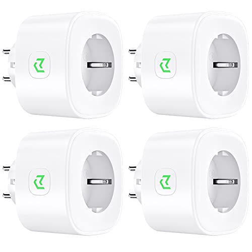Meross WLAN Steckdose 16A, Alexa Steckdose misst den Stromverbrauch, Smart Steckdose mit Fernsteuerung, Sprachsteuerung und Zeitschaltuhr, Kompatibel mit Alexa, Google Home und SmartThings, 4er Pack