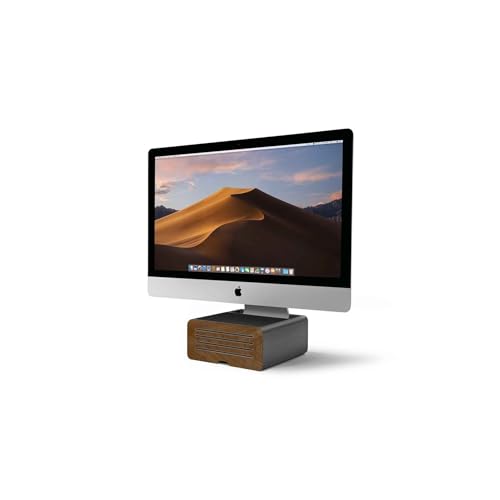 Twelve South HiRise Pro Monitorständer für iMac/Bildschirme | Höhenverstellbarer Bildschirmständer mit Stauraum, doppelseitige Vorderseite und Ledereinlage
