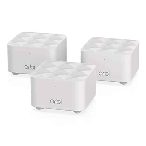 Netgear Orbi RBK13 Mesh-WLAN-System (1.200 MBit/s Geschwindgkeit, Dual-Band 3er Set mit Mesh-Router + 2x Satellit-Repeater, bis zu 300 m² Abdeckung, AC1200)
