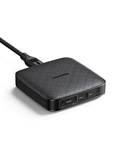 UGREEN 100W USB C Ladegerät 4-Port Desktop Charger PD Ladegerät USB C Netzteil mit PPS Tech kompatibel mit MacBook Pro, MacBook Air, iPhone 12 Pro, iPad Pro, Dell XPS 15, Galaxy S21, MagSafe usw.