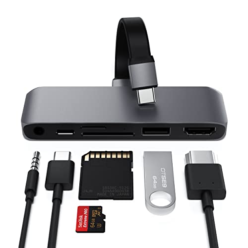 SATECHI USB-C Mobile Pro SD-Adapter mit USB-C PD-Aufladung, 4K HDMI, USB 3.0, Micro/SD-Kartenleser und 3,5-mm-Kopfhöreranschluss – Für M2/M1 iPad Pro, M1 iPad Air, iPad Mini und mehr
