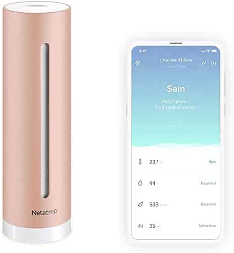 Netatmo Luftqualität Messgerät, Feuchtigkeit, Temperatur, Lärm und CO2 Sensoren, NHC-DE