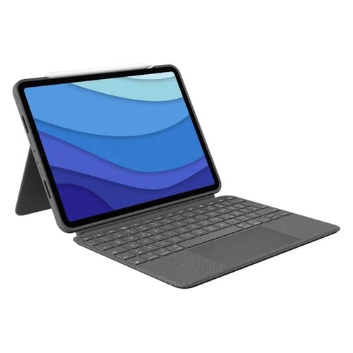 Logitech Combo Touch Tastatur-Case für iPad Pro 11 Zoll (1., 2., 3. und 4. Generation – 2018, 2020, 2021, 2022) Hintergrundbeleuchtung, überall klickbarem Trackpad, Deutsches QWERTZ-Layout - Grau