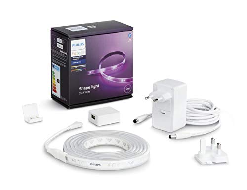Philips Hue White & Col. Amb. Lightstrip Plus 2m Basis, 1600lm, 16 Mio. Farben, steuerbar via App, kompatibel mit Amazon Alexa (Echo, Echo Dot)