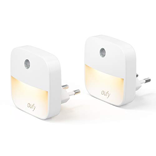 eufy Lumi 2 Pack LED Nachtlicht Plug-In, Warmes weißes LED Licht, Nachtbeleuchtung mit hochmodernen Sensoren, Energieeffizient, Kompakt, für Schlafzimmer, Bad, Küche, Flur, Treppen