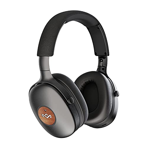 Marley House of Positive Vibration XL ANC Over Ear Kopfhörer Bluetooth - Noise Cancelling Kopfhörer kabellos aus nachhaltigen Materialien, 35 Std. Spielzeit, ANC Headphones mit Mikrofon, Schwarz