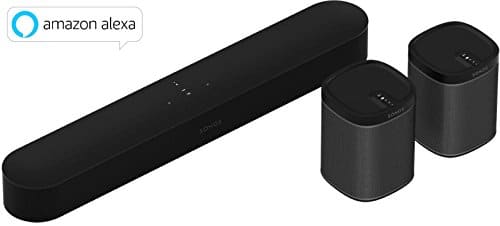 Sonos Beam - WLAN-Speaker, Schwarz + 2X Play:1 WLAN-Speaker für Musikstreaming, Schwarz