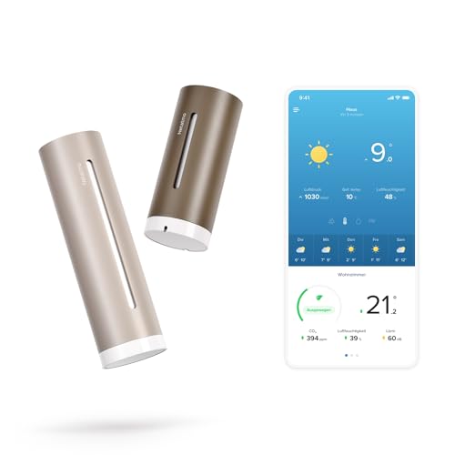 Netatmo Wetterstation ORIGINAL | 2. Generation | Innen & Außen | Temperatur, Luftfeuchtigkeit, Luftqualität, UV, Pollen, Wettervorhersage | Kompatibel mit Apple, Alexa, Google - Sand - NWS-S-EC