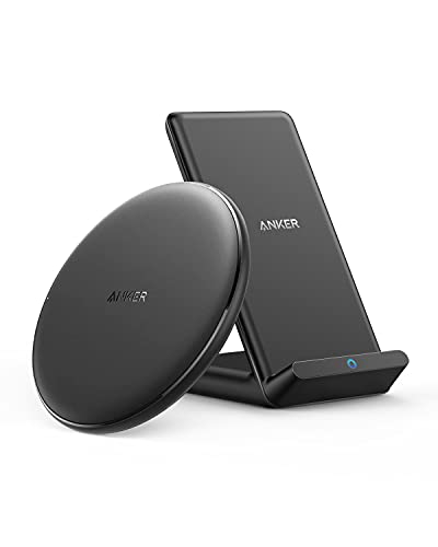 Anker Ladeset mit PowerWave Ladepad & Ladeständer, kabellos Qi-Zertifiziert für iPhone 15/15 Pro/15 Pro Max/13/13 Mini/13 Pro/13 Pro Max, 10W for Galaxy S22 S21 Note 10 (Netzteil Nicht inklusive)