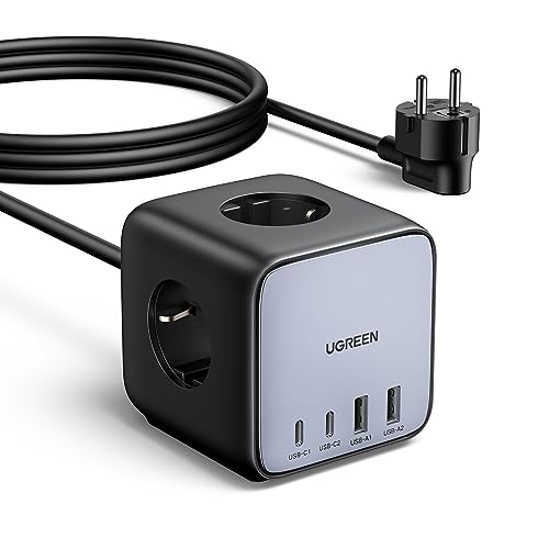 UGREEN Nexode DigiNest Würfel 65W USB C Steckdosenleiste GaN USB C Ladegerät USB 3-Fach Steckdose mit Schalter kompatibel mit MacBook Air/Pro, iPhone 15 Pro Max, 14, iPad Pro, Galaxy S24 Ultra, S24