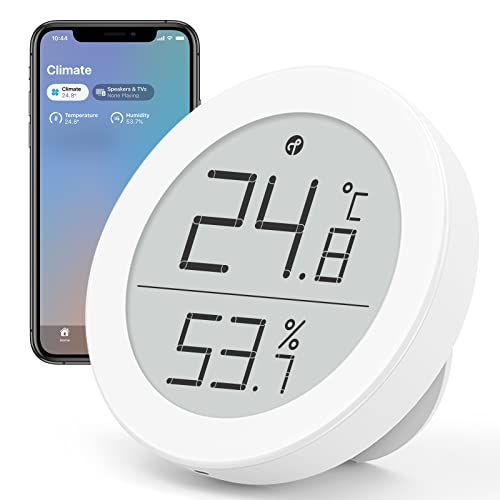 Qingping Thermometer Hygrometer Sensor funktioniert mit HomeKit (funktioniert nur mit iOS) über Thread oder Bluetooth, kabellosem Innentemperatur- und Feuchtigkeitsmonitor mit E-Ink-Display