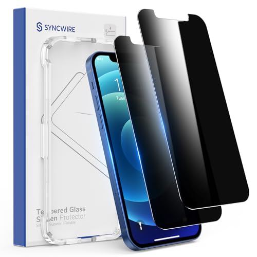 Syncwire Sichtschutzfolie für iPhone 12/12 Pro, [2 Stück] Anti-Spy 9H Härte Bruchsicher Schutzfolie, 3D Blasenfrei Schutzglas Privatsphäre