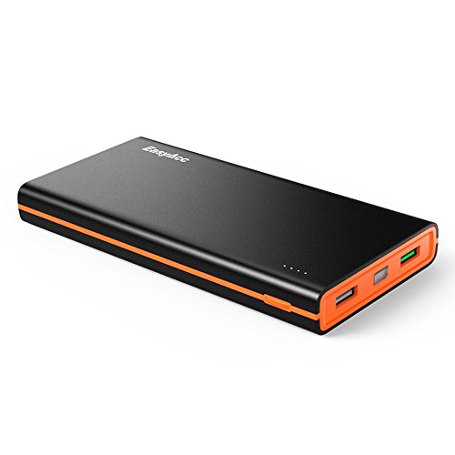 [Quick Charge 3.0] EasyAcc 15000mAh Externe Batterie Akku mit 2 USB Ports Reiseadapter Power Bank Tragbares Ladegerät-Schwarz&Orange