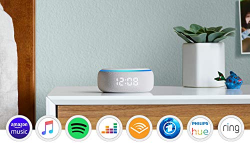 Echo Dot (3. Gen.) – smarter Lautsprecher mit Uhr und Alexa, Sandstein Stoff