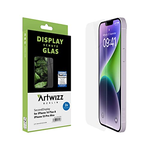 Artwizz SecondDisplay Schutzglas kompatibel für iPhone 14 Plus, iPhone 13 Pro Max (6.7') - 2 Stück - HD Displayschutz aus Sicherheitsglas mit 9H Härte