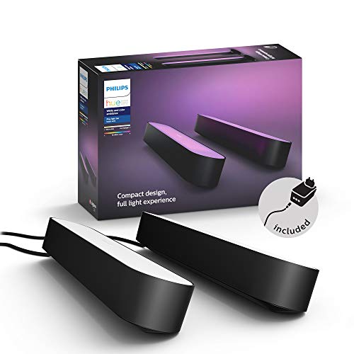 Philips Hue White and Color Ambiance Play Lightbar Doppelpack, dimmbar, bis zu 16 Millionen Farben, steuerbar via App, kompatibel mit Amazon Alexa, schwarz