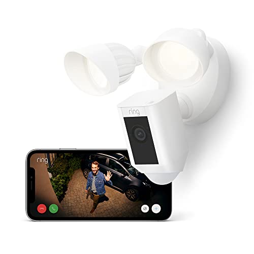 Ring Flutlichtkamera Plus Kabel (Floodlight Cam Wired Plus) | Überwachungskamera aussen mit WLAN, HD-Video, LED-Flutlicht, Nachtsicht, Bewegungserfassung & Sirene | Alexa-kompatible Sicherheitskamera