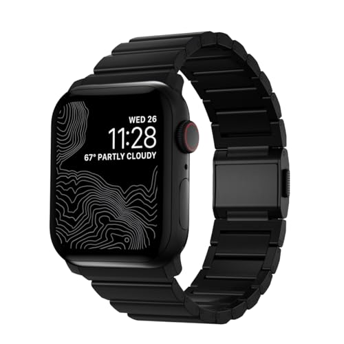 NOMAD Titanium Strap V2 | Metall Uhrenarmband aus Titanium | für Apple Watch 46/49 mm | Schwarz