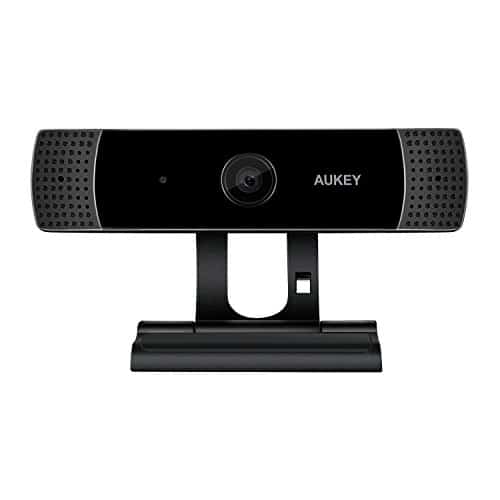 AUKEY Webcam 1080p Full HD mit Stereo-Mikrofon, Web-Kamera für Videochat und Aufnahme, kompatibel mit Windows, Mac und Android