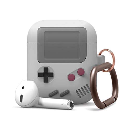 elago AW5 AirPods Hülle Silikon Case Kompatibel mit Apple AirPods Ladecase 2 & 1 - Design in der klassischen Handheld-Spielekonsole mit Schlüsselanhänger, Unterstützt Kabelloses Laden (Grau)