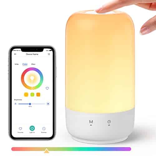 Smart LED Nachttischlampe Touch Dimmbar Funktioniert mit Apple HomeKit, Meross Farbwechsel WLAN LED Tischlampe Kompatibel mit Alexa, Google Home, RGBCW Tischleuchte mit Timing für Wohnzimmer