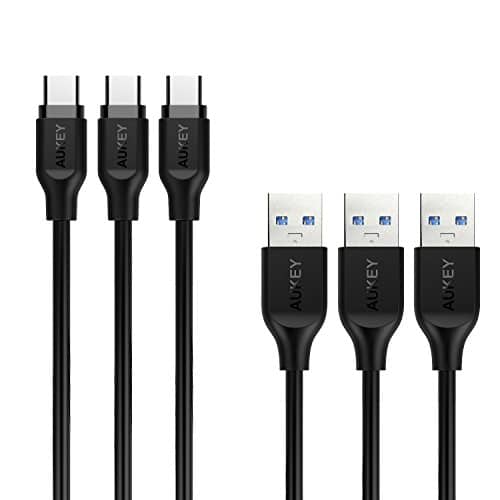 AUKEY USB C Kabel auf USB 3.0 A (1m x 3 Pack) USB 3.1 Datenkabel Ladekabel für Samsung Galaxy Note 9 8 S10 S10e Fold S9 S8, MacBook Pro 2016 Air, Huawei P30, Sony XZ, LG V20 G5 G6, HTC 10 Schwarz