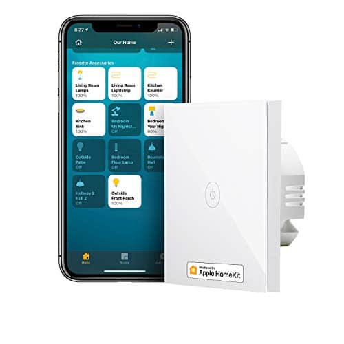 Smart Lichtschalter kompatibel mit HomeKit, meross WLAN Wandschalter, 1 Way 1 Gang benötigt Nullleiter, kompatibel mit Siri, Alexa, Google Home und SmartThings, 2,4 GHz