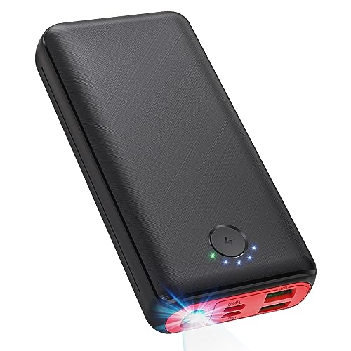 JIGA Power Bank 27000mAh Externer Akku Tragbares Ladegerät USB C Powerbank mit Taschenlampe, Eingängen und Ausgängen Handy Ladegerät Akku Kompatibel mit iPhone 15 14 13 12 Pro Samsung Huawei iPad usw