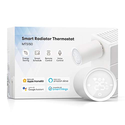 meross Smart Heizkörperthermostat kompatibel mit HomeKit, Fenstererkennungsfunktion Heizungsthermostat, Kompatibel mit Siri, Alexa und Google, M30*1,5mm, 6 Adapter, benötigt meross Homekit HUB