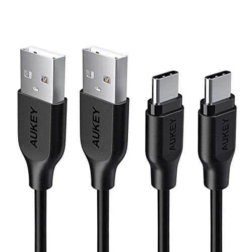 AUKEY USB C Kabel auf USB A ( 1m x 2 ) Typ C Kabel für Samsung Galaxy Note 8 / Note 9 / S8+ / S8 , HUAWEI P10 , Google Pixel , LG G5 , HTC 10 , Nexus 5X / 6P und andere Typ C Geräte - Schwarz