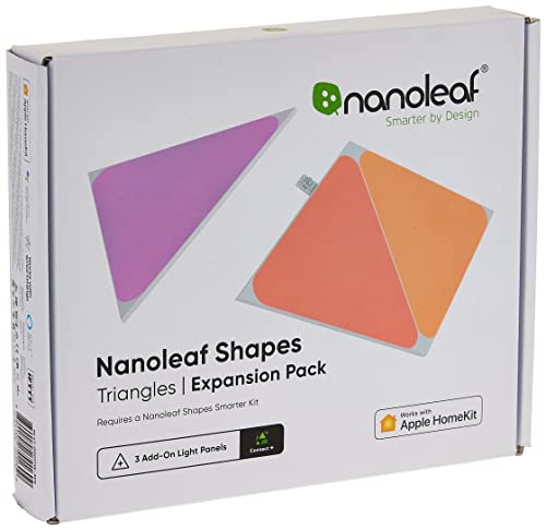Nanoleaf Shapes Triangle Erweiterungspack, 3 zusätzliche Dreieckigen LED Panels - Smarte Modulare RGBW WLAN 16 Mio. Farben Wandleuchte Innen, Musik & Bildschirm Sync, Funktioniert mit Alexa