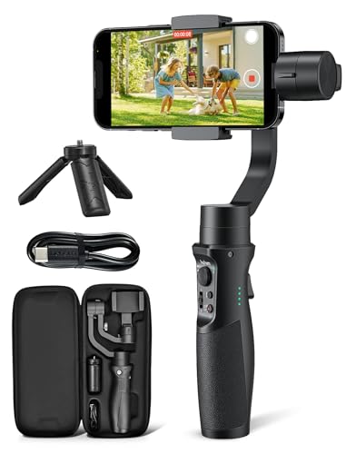 hohem Smartphone Gimbal Stabilisator - Stabilisator iSteady Mobile Plus 3-Achsen für Videoaufnahmen mit Gesichts-/Objektverfolgung, 600 °Auto Rotation, Handy Gimbal für Android iPhone 15,14,13 PRO