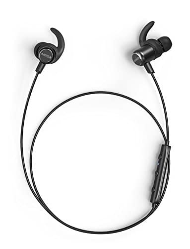 Anker SoundBuds Slim+ Bluetooth Kopfhörer Bluetooth 4.1 In Ear Kopfhörer Leichte Stereo Kopfhörer mit aptX High Resolution Sound, Personalisierbares Zubehör, IPX5 Wasserfeste Sportkopfhörer mit Metallgehäuse und Mikrofon (Schwarz)