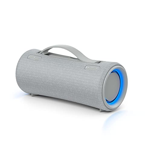 Sony SRS-XG300 - Tragbarer kabelloser Bluetooth-Lautsprecher mit starkem Partysound und Beleuchtung - wasserdicht, 25 Stunden Akkulaufzeit, Smartphone und Schnellladefunktion - Hellgrau