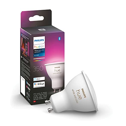 Philips Hue White & Color Ambiance GU10 LED Spot 1er Pack (350 lm), dimmbare LED Lampe für das Hue Lichtsystem mit 16 Mio. Farben, smarte Lichtsteuerung über Sprache und App