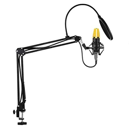 AUKEY Kondensator Mikrofon Set Pro mit Ständer, Popschutz, Geeignet für Studio und Rundfunk Aufnahmen (GD-G1) (Mikrofon)