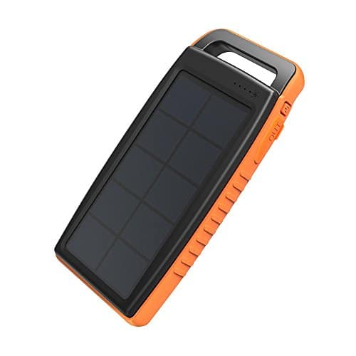 RAVPower 15000mAh Solarladegerät Powerbank Externe Akku mit 2 iSmart USB-Anschlüsse, 2 Lademethoden und Hellen LED-Licht für iPhone, iPad, Samsung, Huawei, HTC usw